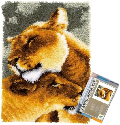 EMISTEM Loving Lion Family Latch Hook Kits for Adults Beginners, 20“ X 15" by EMISTEM
