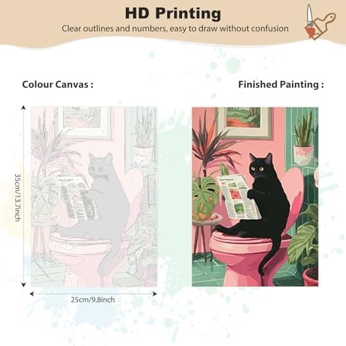 EOBROMD Framed Paint by Numbers Kits for Adults with Wooden Easel, Cat DIY Paint by Numbers Kits for Beginner, Painting on Stretched Canvas, Oil Crafts Home Decor Gift 10x14 Inch - Image 2