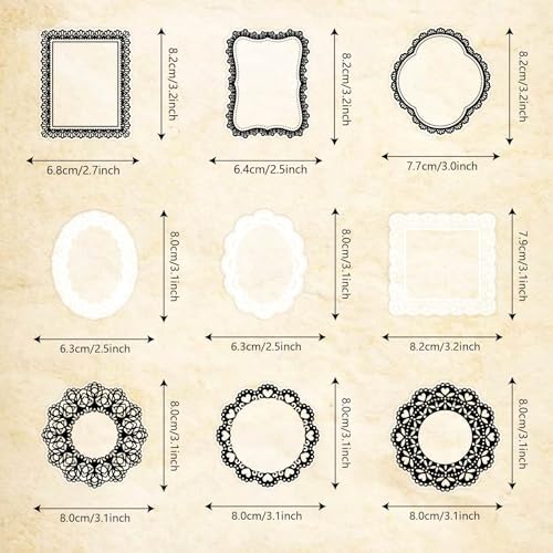 PRSTINCOL 240 PCs Lace Scrapbook Stickers,Waterproof Cutout Transparent Sticker PET Transparent Lace Stickers for Scrapbooking DIY Decoration Making Notebook Frame Album Handmade(Black and White) - Image 5