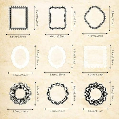 PRSTINCOL 240 PCs Lace Scrapbook Stickers,Waterproof Cutout Transparent Sticker PET Transparent Lace Stickers for Scrapbooking DIY Decoration Making Notebook Frame Album Handmade(Black and White) - Image 5