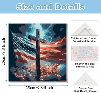 American Flag Paint by Numbers Kit for Adults, Paint by Numbers 10x10 Inch - Image 3
