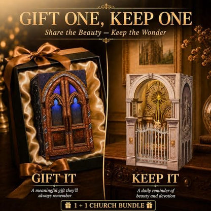 MiniCity 2-Pack DIY Book Nook Kits, Notre-Dame and Baroque Church with LED - Image 6