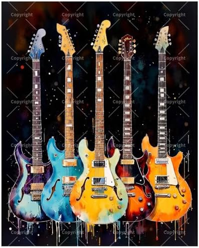 TAOPAOLAB Electric Guitars Paint by Numbers Kit for Adults - DIY Five Instrument Painting on Canvas 8x12In, Framed Acrylic Paint Set, Suitable for Beginners, Music for Home Decoration or Gifts by Unknown