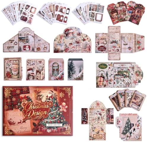 Vintage Christmas Scrapbooking Kit - 35 Large Material Paper for Journals by ICCEEMEE
