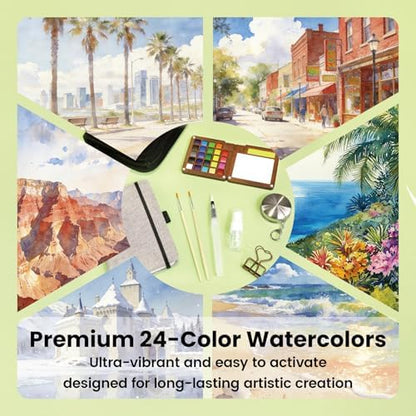 Pagather Travel Watercolor Travel Set, 24 Colors Mini Portable Paint Kit - Image 6