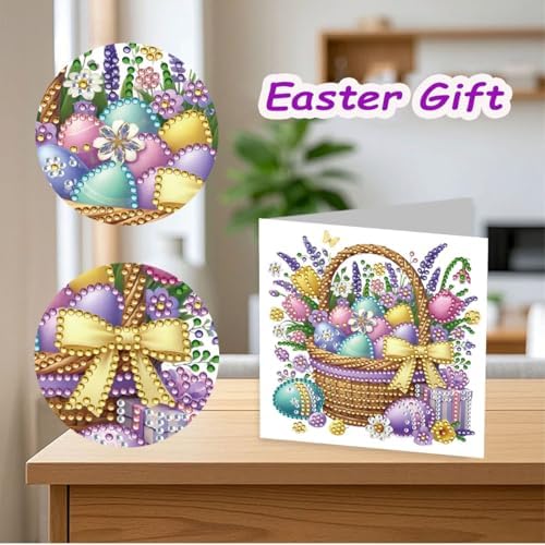 12 Packs Diamond Art Cards Kit, Diamond Painting Greeting Cards with Envelopes, DIY Card Making Kits for Adults, Gifts for Families, Friends, Partners (Easter Eggs) - Image 5