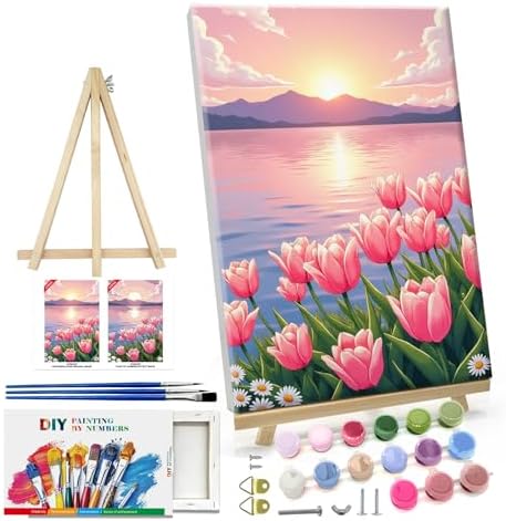 ATDMS Flowers Paint by Numbers Kit for Adults with Frame 8x12 Inch by ATDMSDIY