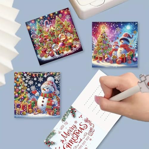 Christmas DIY Diamond Greeting Cards Set, 5D DIY Diamond Art Painting Christmas Style Greeting Card, DIY Christmas Card Making Kits for Family Friends Handmade Gift-#15-Christmas - Image 4