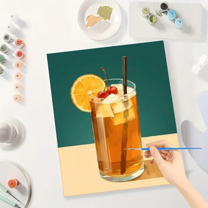 TAOPAOLAB Food Paint by Numbers Kit for Adults - DIY Iced Tea with Orange and Cherries Painting on Canvas 16x20 Inches, Acrylic Paint Set, Suitable for Beginners, Refreshing Art for Decoration/Gifts - Image 3