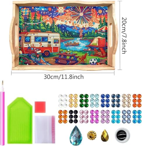 DOTSOPS 5D Diamond Art Kits for Adults Wooden Serving Tray with Handle - Image 2