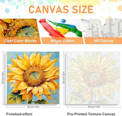Offito Framed Paint by Numbers Kit for Adults Beginners, Sunflower - Image 3