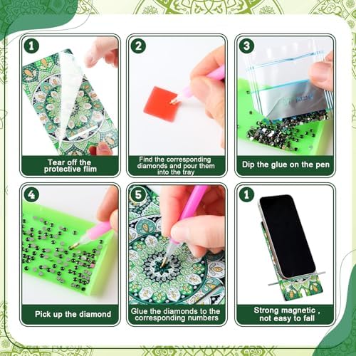 Saillong 6 Pcs Diamond Painting Phone Stand, Vivid Mandala Holder - Image 6