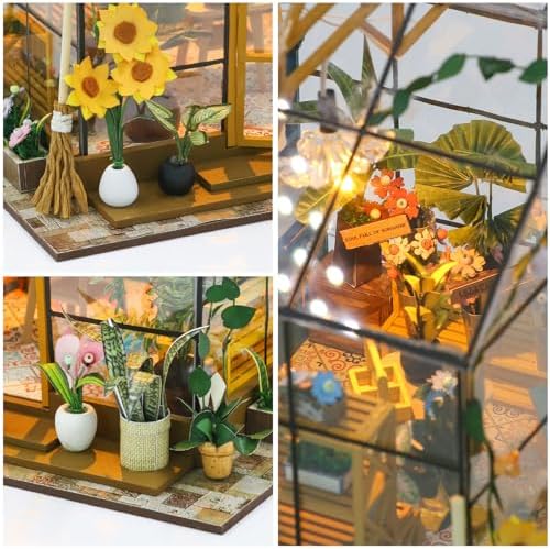 GuDoQi DIY Miniature Dollhouse Kit, Tiny House kit with Furniture, Miniature House Kit 1:24 Scale, Handmade Gift for Birthday Easter Day, Sunshine Flower House - Image 3