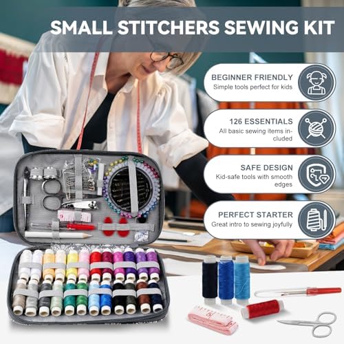 Sewing Kit for Adults,126PCS Needle and Thread Kit for Sewing,Professional Sewing Supplies Accessories for Adults, Travel Sewing Kit for Emergency, Home (Gray) - Image 2