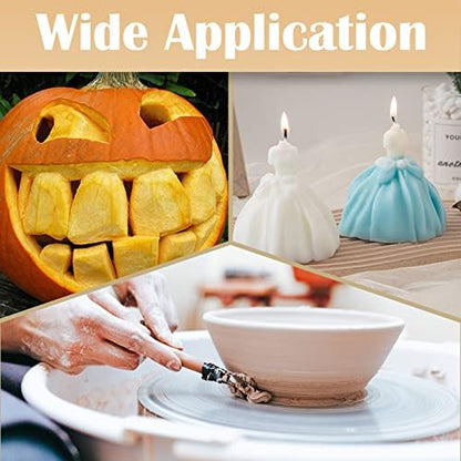 Suiwotin 6pcs Double-Sided Clay Sculpting Tools, Wooden Handle Ribbon Clay Tools, Pottery Trimming Tool, Clay Wire Loop Sculpture Set for Ceramic, Wax Carving Modeling (Pack of 2) - Image 7