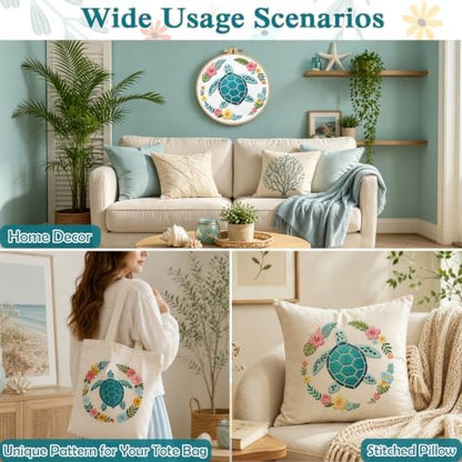 Louise Maelys Sea Turtle Embroidery Kit for Beginners, Ocean DIY Craft - Image 7