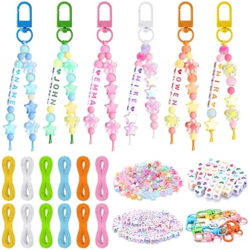Landical 564 Pcs DIY Kawaii Bead Keychain Kit Name Key Chain Making Craft by Landical