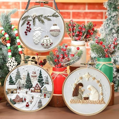 SCECALA 4 Winter Christmas Pack Embroidery Kit for Beginners - Image 6