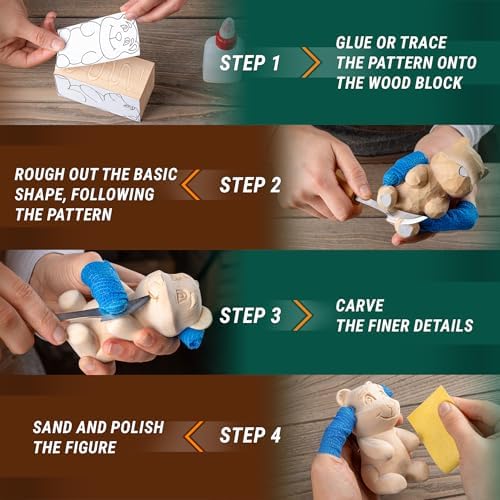 BeaverCraft Wood Carving Kit for Beginners DIY05 with Wood Carving Knife & Basswood Blocks, Whittling Kit for Beginners Adults and Teens DIY03 Wizard - Image 4