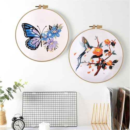 Esffaci Embroidery Starter Kit for Adult Beginner with Hummingbird‌ Flowers Pattern Hand Embroidery Set with Embroidery Cloth Hoop Needle Threader Embroidery Floss and Instruction - Image 4