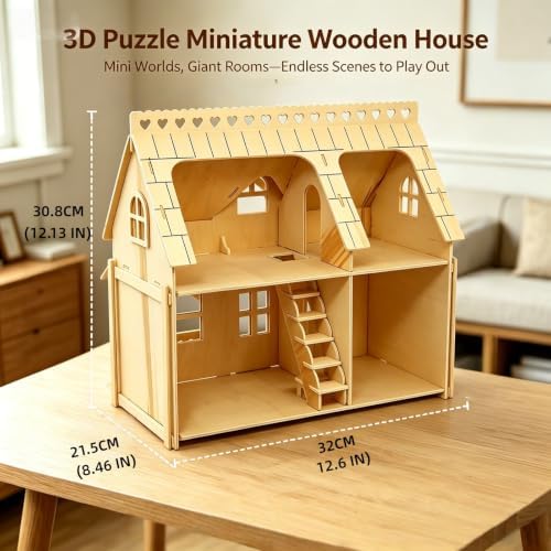 3D Puzzle House Wooden Model Kit DIY Miniature Dollhouse - Image 2