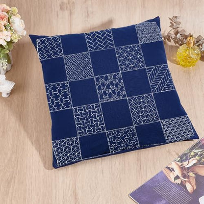WEBEEDY DIY Sashiko Pillowcase for Beginners,Embroidery Kit with Sashiko Templates Pattern Thread Needles and Instruction,Japanese Hand Sewing Kit Embroidery Bedroom Decor Housewarming Gift - Image 5