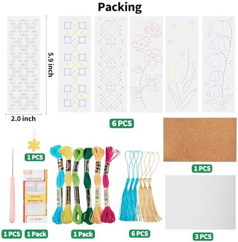 SWATOM DIY Bookmarks Embroidery Kits for Adults Make Your Own Personalized Embroidered Cardstock Bookmark Making Kit for Beginners Classroom Projects - Image 2