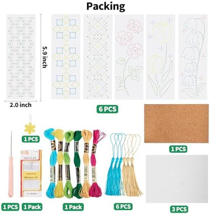 SWATOM DIY Bookmarks Embroidery Kits for Adults Make Your Own Personalized Embroidered Cardstock Bookmark Making Kit for Beginners Classroom Projects - Image 2