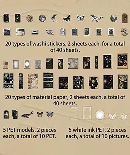 Vintage Ephemera Scrapbook Stickers,100 Pieces Star Universe Bundle Junk Journal Kit Supplies Material Paper Pack Decorative Aesthetic for Craft Art Bullet Junk Journal Planner Collage Album - Image 4