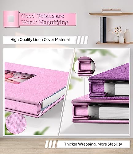 Artfeel Photo Album Self Adhesive Scrapbook Album for 3x5 4x6 5x7 8x10 Pictures,40 Pages Linen Cover with Display Window DIY Photo Book,Ideal Gifts for Family Travel Wedding Baby - Image 5