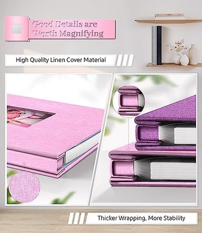 Artfeel Photo Album Self Adhesive Scrapbook Album for 3x5 4x6 5x7 8x10 Pictures,40 Pages Linen Cover with Display Window DIY Photo Book,Ideal Gifts for Family Travel Wedding Baby - Image 5