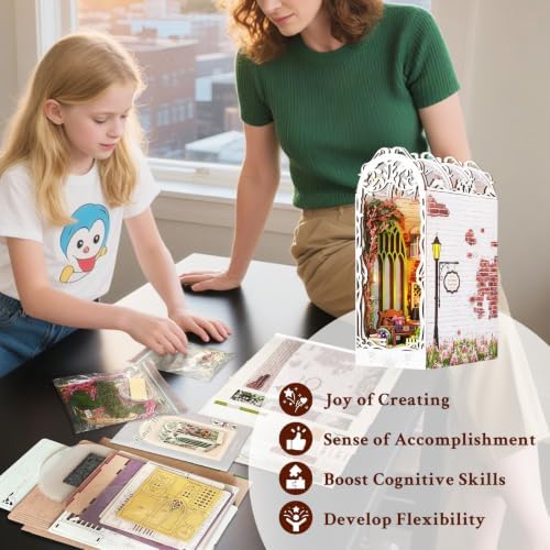 Book Nook Kit Gardenhouse DIY 3D Puzzle Wooden Dollhouse with LED Lights - Image 6