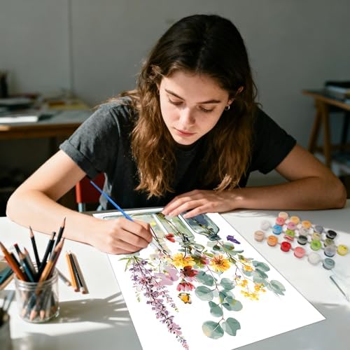 AIRDEA Flowers Paint by Numbers for Adults 16x20in Bottle Flowers Painting by Number Kits for Beginner Frameless Easy Acrylic Oil Painting on Canvas with Paints and Brushes - Image 5