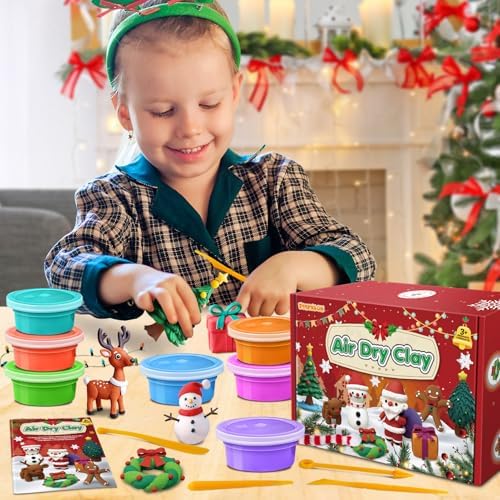 ESSENSON Air Dry Clay Christmas Crafts Kit, 36 Colors DIY Modeling Clay Craft Set with Accessories, Christmas Stocking Stuffers for Kids, Xmas Gift for Girls Boys - Image 5