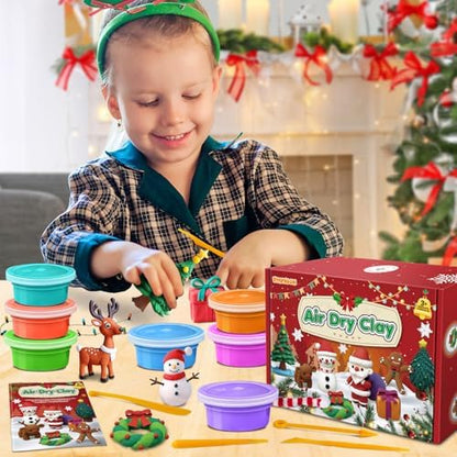 ESSENSON Air Dry Clay Christmas Crafts Kit, 36 Colors DIY Modeling Clay Craft Set with Accessories, Christmas Stocking Stuffers for Kids, Xmas Gift for Girls Boys - Image 5