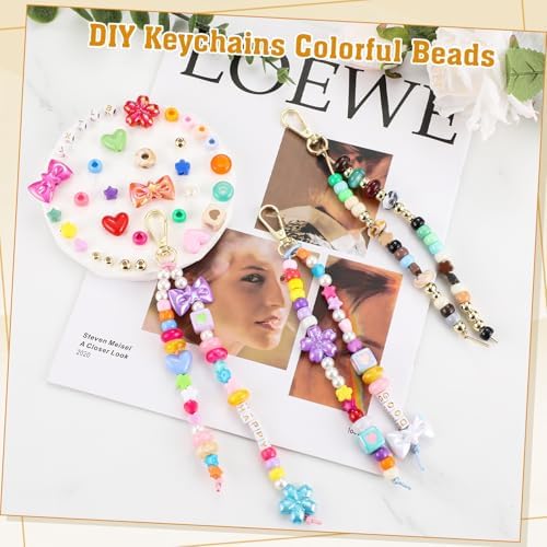 BESARME Beaded Keychain Making Kit, 372 Pcs, Colorful Alphabet Beads - Image 4