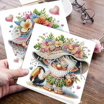 JISHSHAY 6 PCS Diamond Painting Greeting Cards Gnome Diamond Art Birthday Cards with Envelopes Gem Art Gem Painting Mosaic Kits for Adults for Thanksgiving Birthday Anniversary Valentine Festival - Image 7