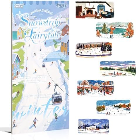 Winter Scenery Sticker Book, PET & Washi Stickers for Journaling by Diuhofart