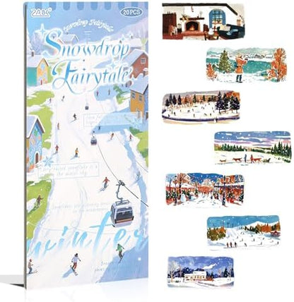 Winter Scenery Sticker Book, PET & Washi Stickers for Journaling by Diuhofart