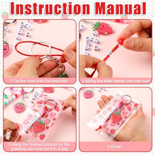 Suncalla 996 Pcs 24 Set Strawberry Keychain Making Kit DIY Charm Crafts - Image 3