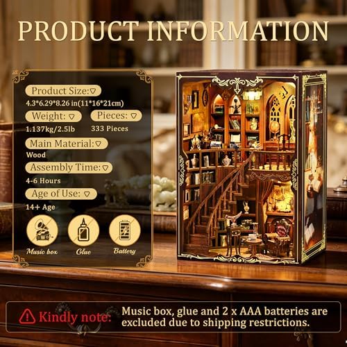 CRIOLPO Book Nook Kits for Adults DIY Doll House Kit with LED Lights - Image 7