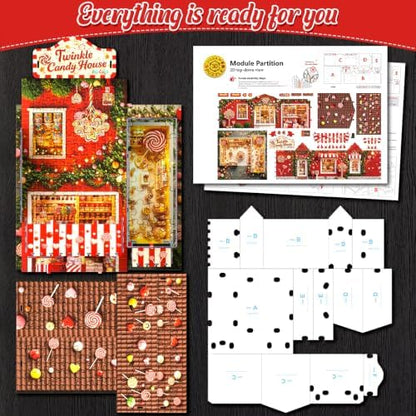 3D Puzzle for Adult,Twinkle Candy House Miniature Kit Building for Beginner - Image 5