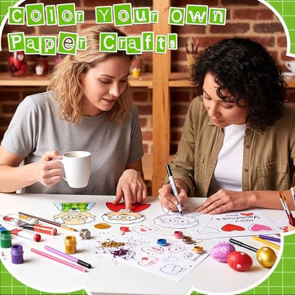 48 Pcs Happy Grandparents Crafts Color Your Own Paper Old Men Old Lady Grandpa DIY Coloring Crafts for Grandparents Teachers Mother Father's Day Party Decoration Award Activities Supplies - Image 5