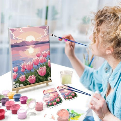 ATDMS Flowers Paint by Numbers Kit for Adults with Frame 8x12 Inch - Image 3