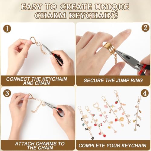 Emibele 478PCS Keychain Making Kit, Bag Charm Kit DIY Craft Supplies - Image 6