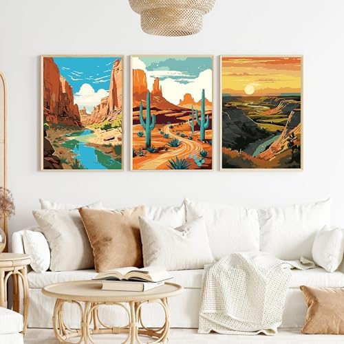 cupmod 6 Packs National Park Paint by Numers Kit for Adults,Landscape Painting by Number Kits on Canvas Without Frame,Landscape Adult Paint by Number Kits for Home Wall Decor 9.8x13.8inch - Image 3