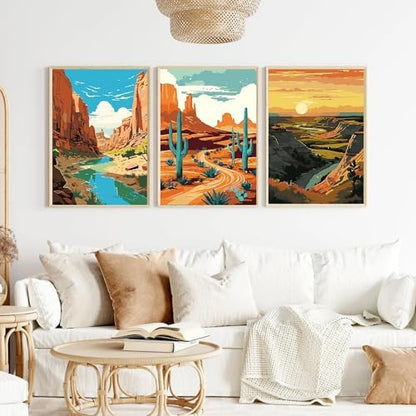 cupmod 6 Packs National Park Paint by Numers Kit for Adults,Landscape Painting by Number Kits on Canvas Without Frame,Landscape Adult Paint by Number Kits for Home Wall Decor 9.8x13.8inch - Image 3