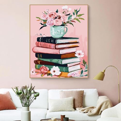 ZRIZQ Paint by Numbers Kit for Adults Beginner,Books Flowers,16x20 - Image 3