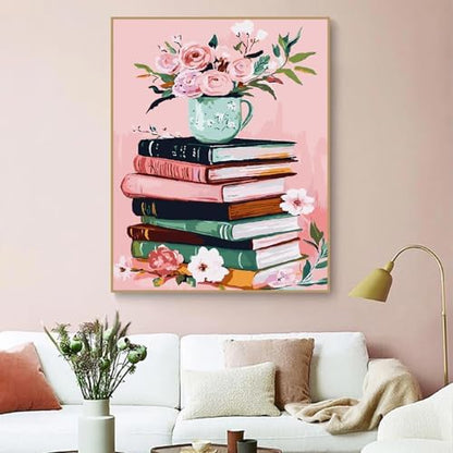 ZRIZQ Paint by Numbers Kit for Adults Beginner,Books Flowers,16x20 - Image 3