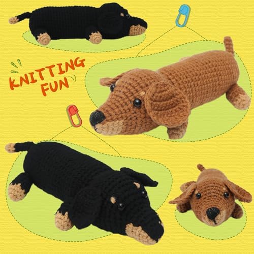 Crochet Kit for Beginners - 2 PCS Crochet Dachshund Beginner Crochet Kit - Image 7